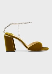 Jimmy Choo Saeda Velvet Crystal Ankle-Strap Sandals