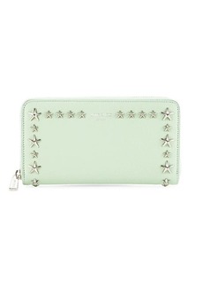 Jimmy Choo Studded Leather Zip-Around Wallet