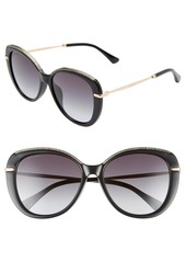 Jimmy Choo Phebe 56mm Special Fit Butterfly Sunglasses in Black/Dkgrey Gradient at Nordstrom