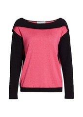 Joan Vass Colorblock Cotton-Blend Sweater