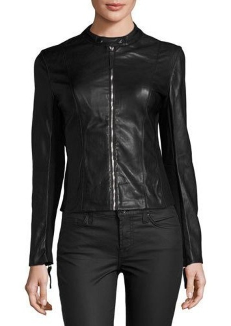 Joan Vass Joan Vass Faux-Leather Moto Jacket | Outerwear