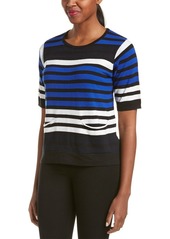 Joan Vass Women's Multi Color Stripe Sweater