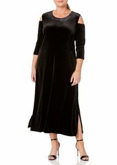 Joan Vass Women's Plus Size Maxi Velvet Dress
