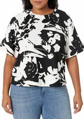 Joan Vass Women's Plus Size Printed Pique Top