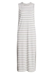 Joan Vass Sleeveless Striped Midi Dress
