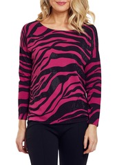 Joan Vass Sparkly Animal Print Cotton Sweater