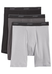 Jockey Men's 3-Pack Essential Fit Cotton Staycool+ Midway Boxer Briefs