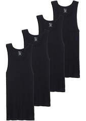 Jockey Men's Cotton A-shirt Tank Top, Pack of 4 - Black