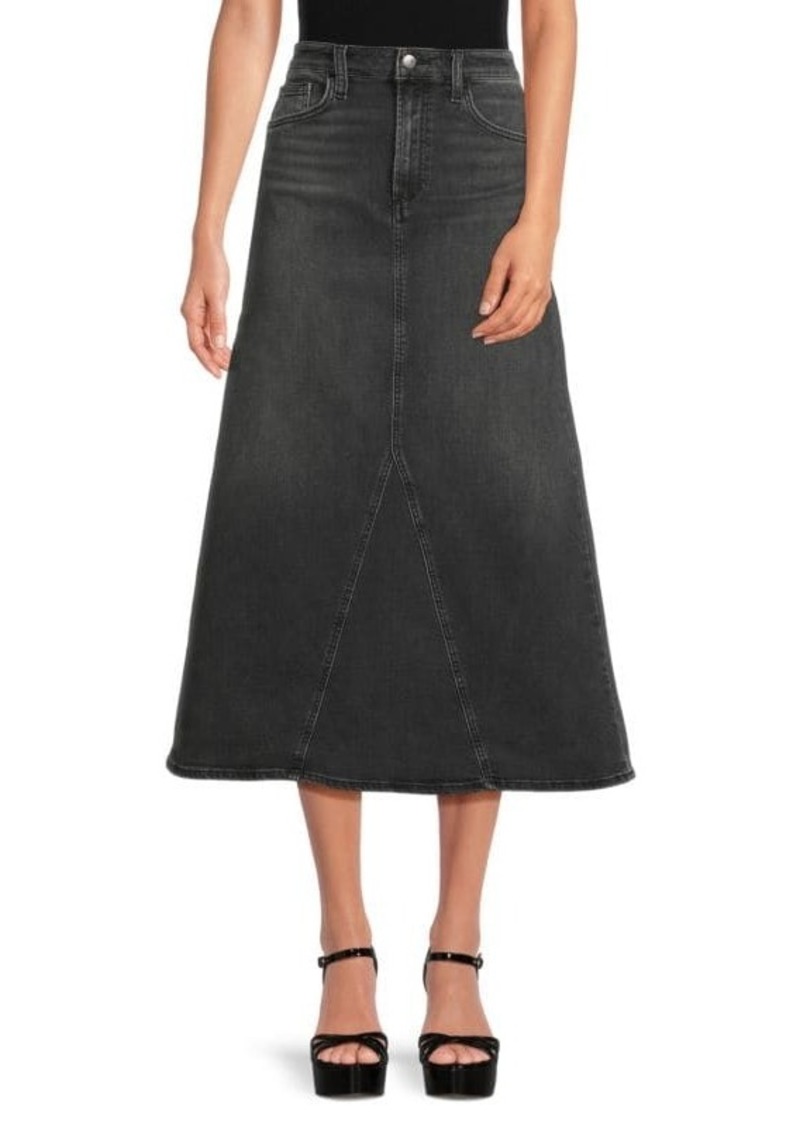 Joe's Jeans Faded Denim Midi A-Line Skirt