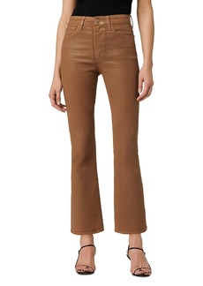 Joe's Jeans The Callie Coated High Rise Cropped Bootcut Jeans in Leather Brown