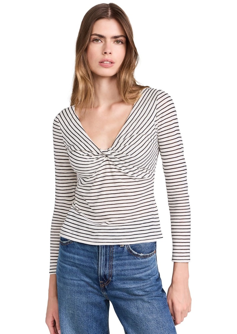 Joe's Jeans Women's The Ava Twist V Neck Long Sleeve Top