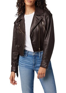 Joe's Jeans Joe's The Payton Leather Moto Jacket in Chocolate at Nordstrom