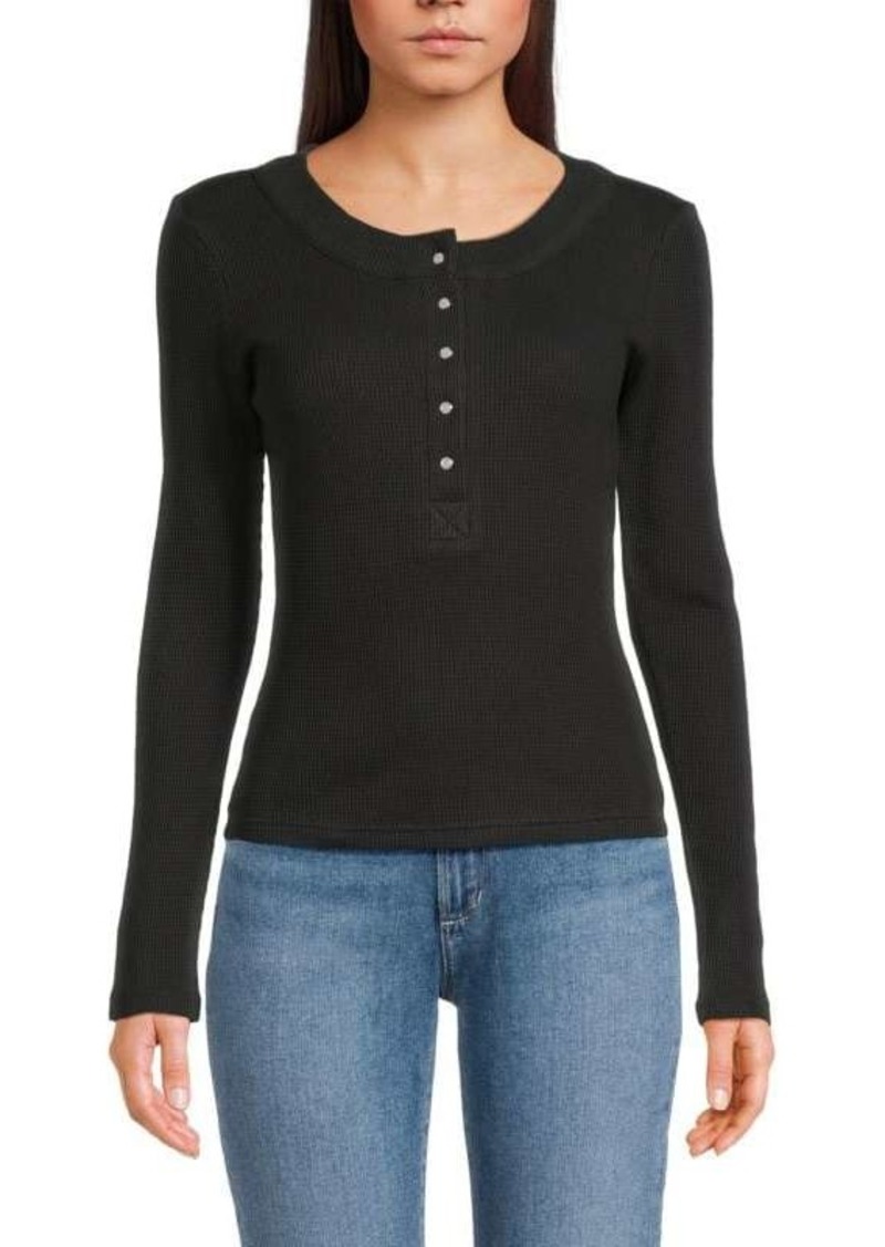 Joe's Jeans Long Sleeve Waffle Knit Henley Shirt