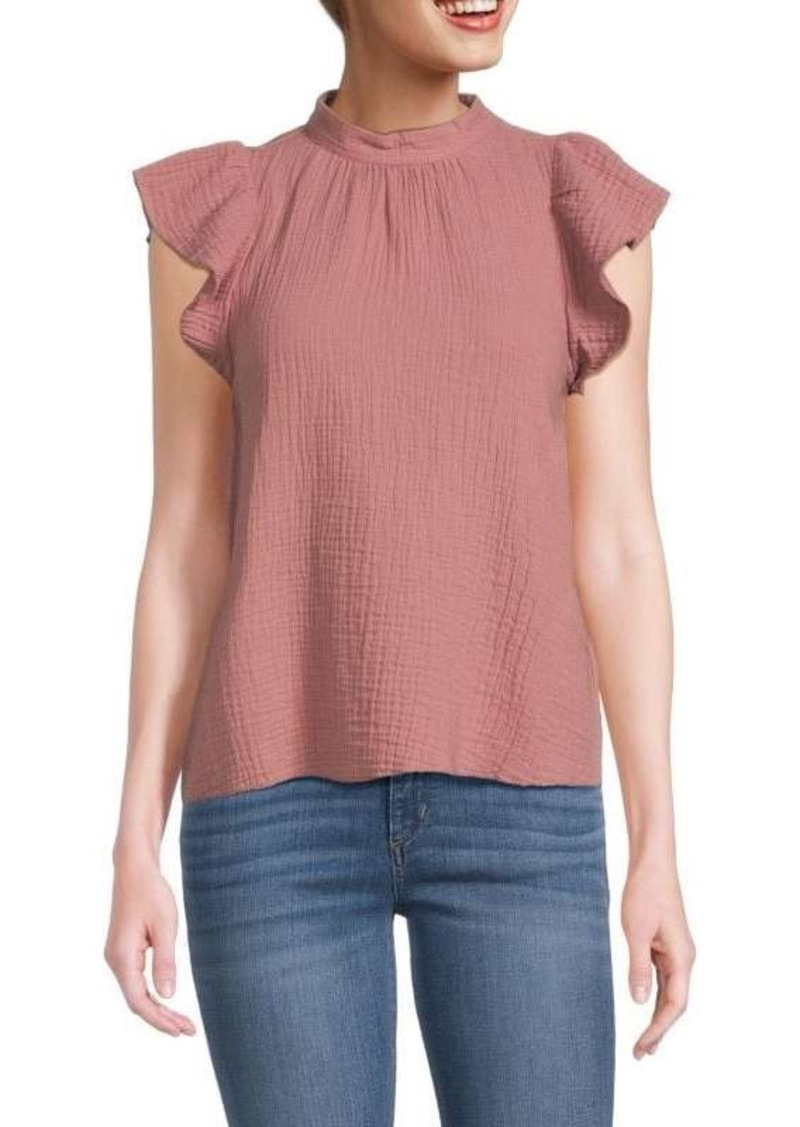 Joe's Jeans Mockneck Flutter Sleeve Top