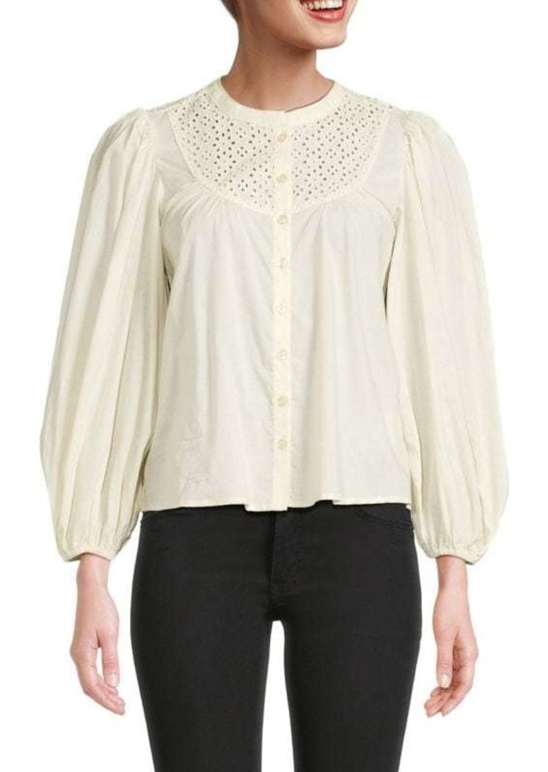 Joe's Jeans Puff Sleeve Eyelet Top