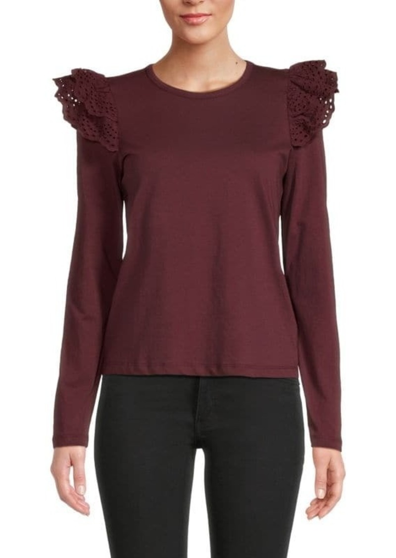 Joe's Jeans Ruffle Eyelet Sleeve Top