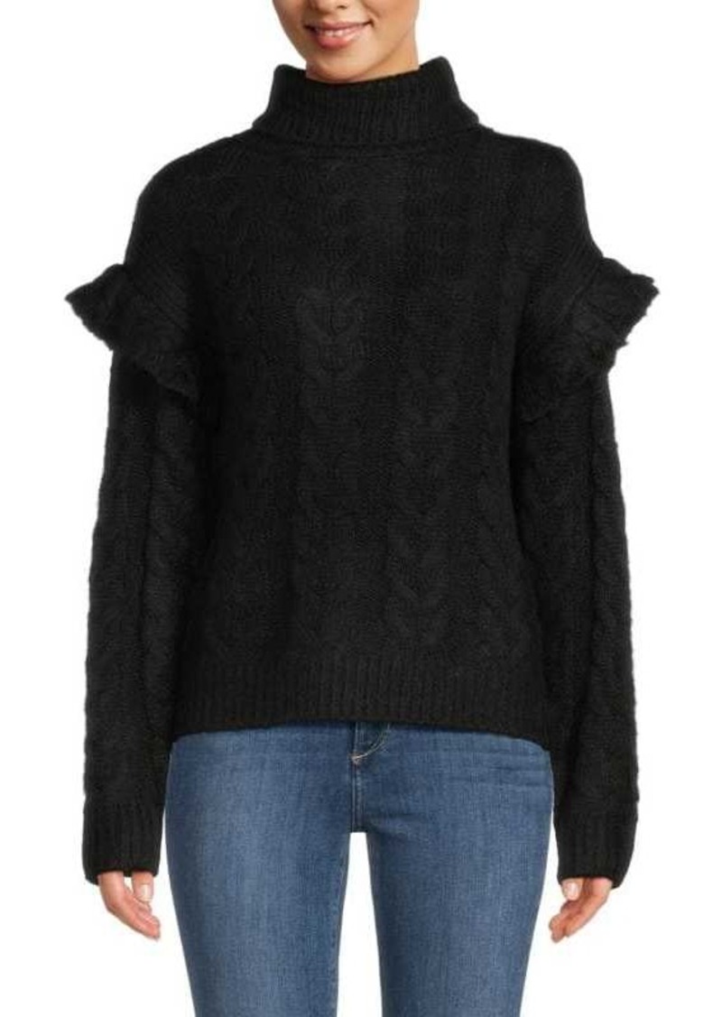 Joe's Jeans Ruffle Sleeve Cable Knit Turtleneck Sweater