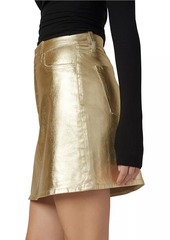 Joe's Jeans The Cara Metallic-Coated Denim A-Line Miniskirt