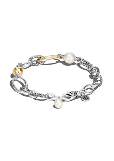 John Hardy 18kt yellow gold and silver Classic Chain pearl bracelet