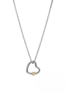 John Hardy Bamboo Sterilng Silver, 14K Yellow Gold & 0.03 TCW Diamond Heart Pendant Necklace