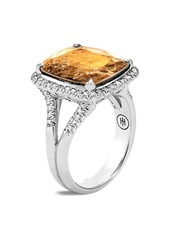 John Hardy Chain Sterling Silver, Golden Sheen Sapphire & Diamond Ring