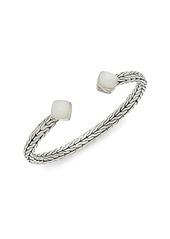 John Hardy Classic Chain Sterling Silver & White Quartzite Flex Cuff Bracelet