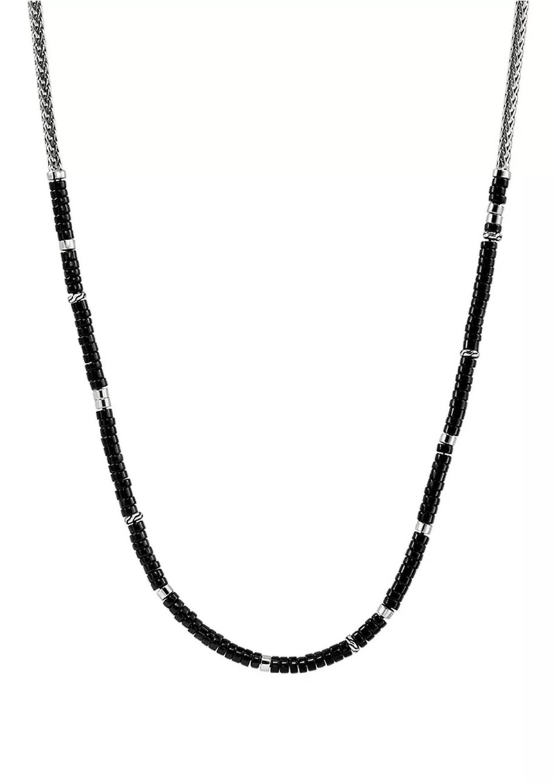 John Hardy Heishi Sterling Silver & Black Onyx Chain Necklace