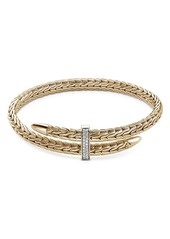 John Hardy 14K Yellow Gold Spear Diamond Woven Cuff Bracelet