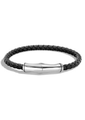 John Hardy Bamboo Braided Leather Bracelet in Silver/Black at Nordstrom