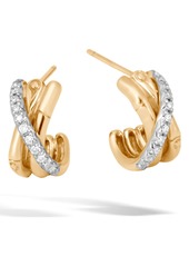 John Hardy Bamboo Gold & Diamond Small J-Hoop Earrings