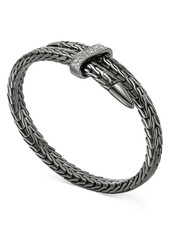 John Hardy Black Rhodium Plated Silver Classic Chain Diamond Pave Bypass Bracelet