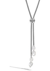 John Hardy Classic Chain Lariat Necklace in Silver/Pearl at Nordstrom