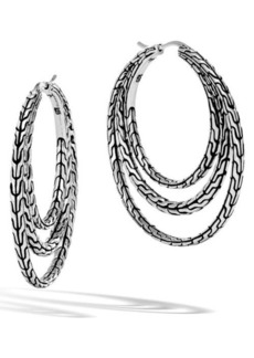 John Hardy Classic Chain Medium Hoop Earrings in Silver at Nordstrom