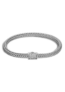 John Hardy Classic Chain Sterling Silver Extra Small Bracelet with Diamond Pave