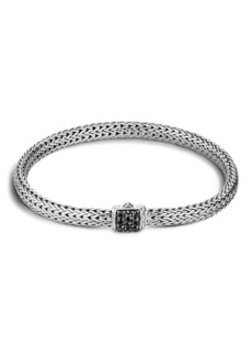 John Hardy Classic Chain Sterling Silver Lava Extra Small Bracelet with Black Sapphire