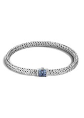 John Hardy Classic Chain Sterling Silver Lava Extra Small Bracelet with Blue Sapphires