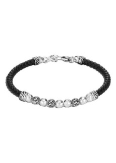 John Hardy Classic Hammered Silver & Leather Bracelet
