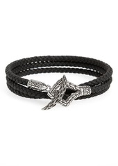 John Hardy Legends Naga Triple Wrap Leather Bracelet in Black/Silver at Nordstrom