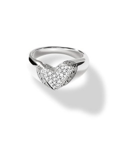 John Hardy Manah Pavé Diamond Signet Ring in Silver at Nordstrom
