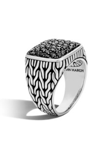 John Hardy Men's Classic Chain Silver Signet Ring in Silver/Black Sapphire at Nordstrom