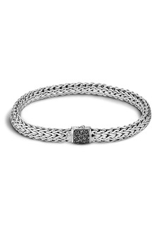 John Hardy Men's Classic Chain Sterling Silver Lava Medium Bracelet with Black Sapphires