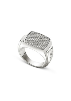 John Hardy Men's Silver Id Diamond Pave Cluster Ring