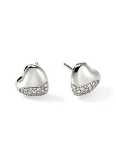 John Hardy Pebble Heart Diamond Stud Earrings