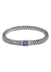 John Hardy Sterling Silver Classic Chain Black & Blue Sapphire Reversible Bracelet