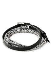 John Hardy Sterling Silver Classic Chain Leather Strap Wrap Bracelet