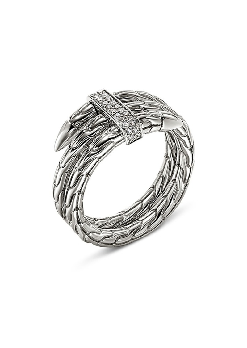 John Hardy Sterling Silver Spear Diamond Coil Ring