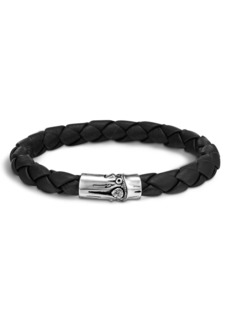 John Hardy Bamboo Braided Leather Bracelet in Silver/black at Nordstrom