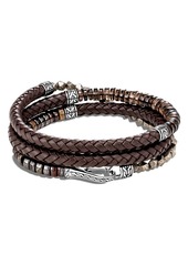 John Hardy Men's Classic Chain Triple Wrap Leather Bracelet in Leather/Bead at Nordstrom