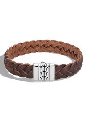 John Hardy Men's Classic Chain Braided Leather Bracelet in Silver/Leather at Nordstrom