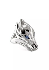 John Hardy Naga Dragon Sterling Silver & Blue Sapphire Saddle Ring